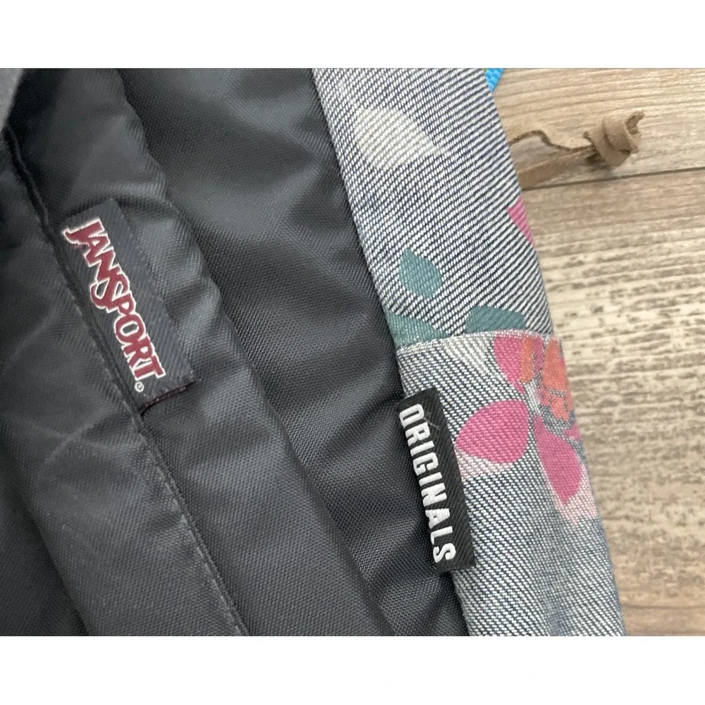 JanSport Originals Right Pack Floral Denim Canvas Suede Bottom Backpack JS00T62A